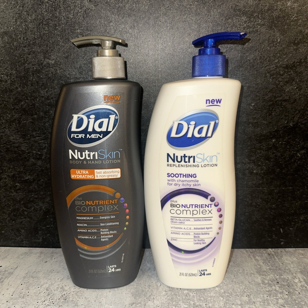 2 Dial For Men NutriSkin Body Hand Lotion Ultra Hydrating 21 flOz Bio Nutrient